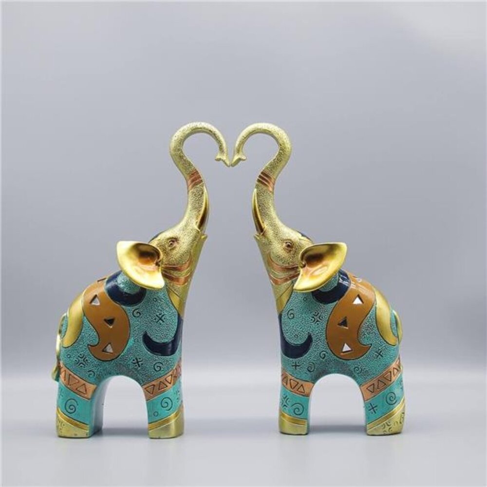 Good Luck Elephant Decor for Home, Large Gold Elephant Statue for Home Decor
